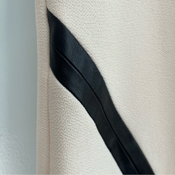 J Crew NWT Sleeveless Sheath Dress Cream Black Faux Leather Stretch Size 16 - Picture 3 of 16